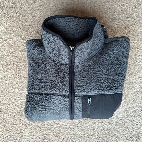 Hollister Sweater Mens Medium Full Zip Mock Neck High Pile Fleece Grey - Picture 12 of 12